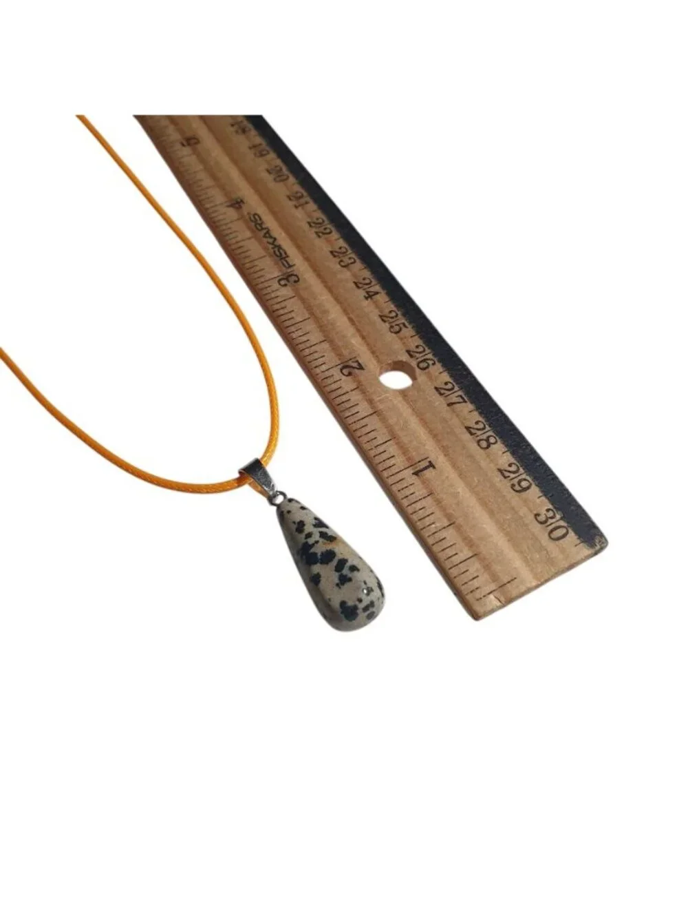 Dalmatian Jasper Drop Pendant Necklace Orange Cord Adjustable Durable Clasp Gift